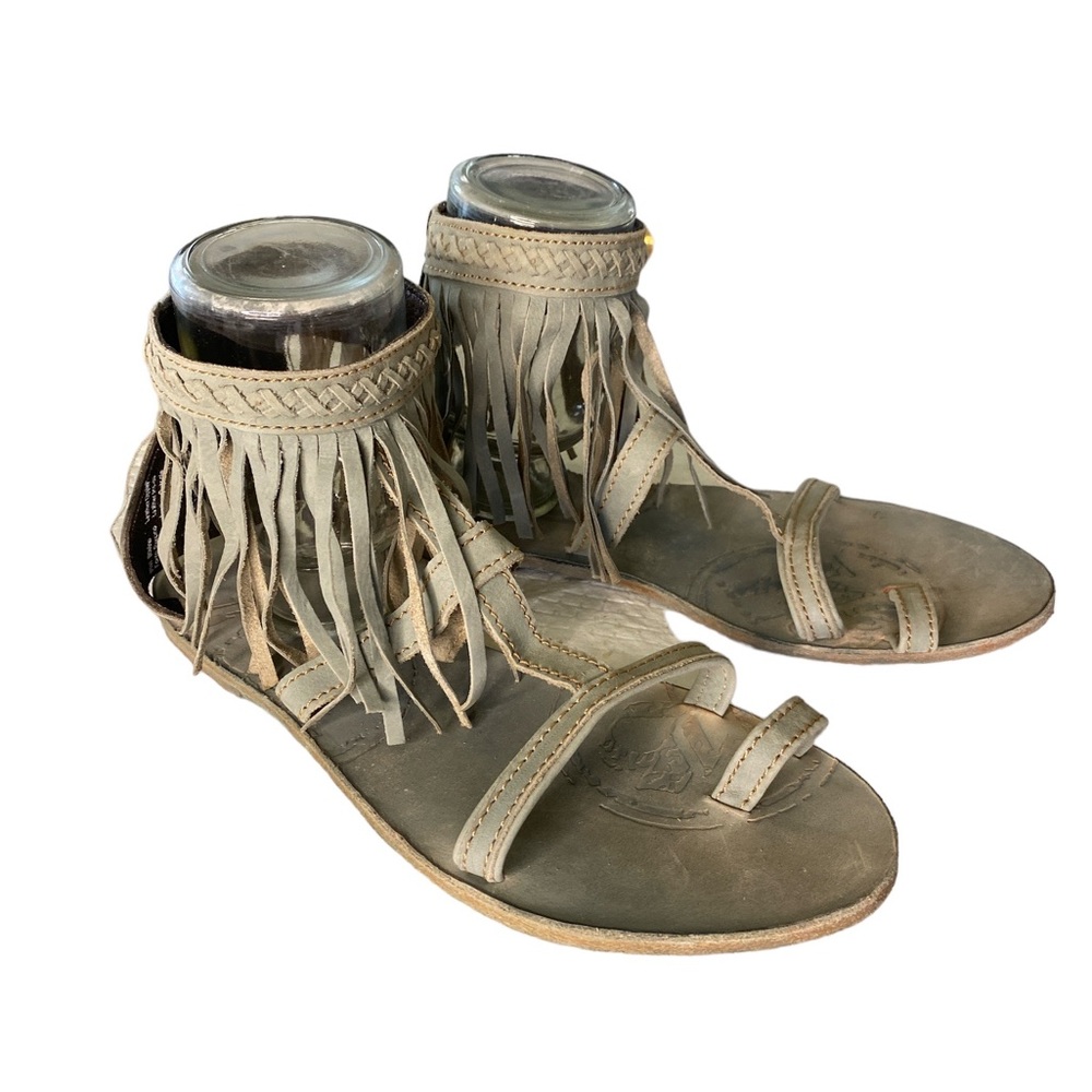 NEW Liberty black leather fringe sandles Sz. 10